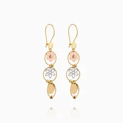 گوشواره طلا 18 عیار زنانه مدل حلقه و گل کد ER0174