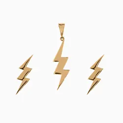 نیم ست طلا 18 عیار زنانه اسپرت مدل رعد و برق کد ST0152