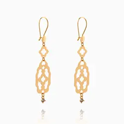 گوشواره طلا 18 عیار زنانه با سنگ اتمی مدل اسلیمی کد ER0311