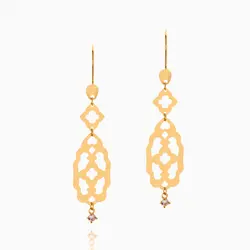 گوشواره طلا 18 عیار زنانه با سنگ اتمی مدل اسلیمی کد ER0311