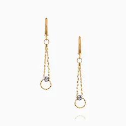 گوشواره طلا 18 عیار زنانه زنجیری مدل حلقه و گوی کد ER0282