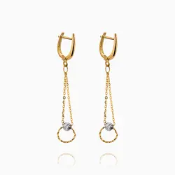 گوشواره طلا 18 عیار زنانه زنجیری مدل حلقه و گوی کد ER0282