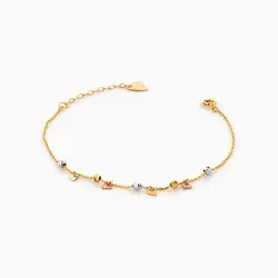 دستبند طلا 18 عیار زنانه زنجیری کد BL0218 مدل گوی و پولک مثلث