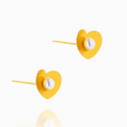 گوشواره طلا 18 عیار زنانه با سنگ اتمی مدل قلب و مروارید کد ER0085