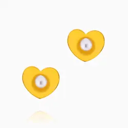 گوشواره طلا 18 عیار زنانه با سنگ اتمی مدل قلب و مروارید کد ER0085