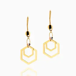 گوشواره طلا 18 عیار زنانه مدل شش ضلعی کد ER0171