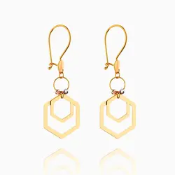 گوشواره طلا 18 عیار زنانه مدل شش ضلعی کد ER0171