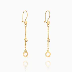 گوشواره طلا 18 عیار زنانه زنجیری کد ER0134 مدل آویز گوی و گل