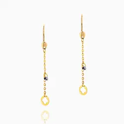 گوشواره طلا 18 عیار زنانه زنجیری کد ER0134 مدل آویز گوی و گل