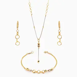 سرویس طلا 18 عیار زنانه زنجیری مدل حلقه ای با آویز پیچی کد ST0125