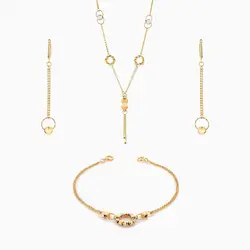 سرویس طلا 18 عیار زنانه اسپرت مدل گوی و زنجیر کد ST0145