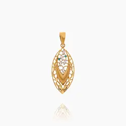 نیم ست طلا 18 عیار زنانه با نگین اتمی مدل اسلیمی طرح برگ کد ST0111