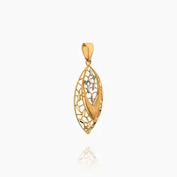 نیم ست طلا 18 عیار زنانه با نگین اتمی مدل اسلیمی طرح برگ کد ST0111