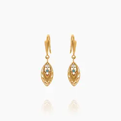 نیم ست طلا 18 عیار زنانه با نگین اتمی مدل اسلیمی طرح برگ کد ST0111