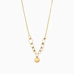 سرویس طلا 18 عیار زنانه زنجیری مدل حلقه و گوی با آویز کد ST0174