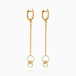 سرویس طلا 18 عیار زنانه زنجیری مدل حلقه و گوی با آویز کد ST0174