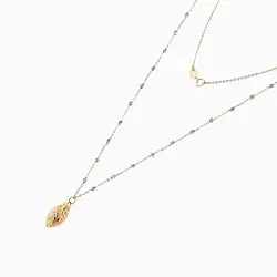 گردنبند طلا 18 عیار زنانه رولباسی مدل آلبرنادو با آویز برگ کد NL0085