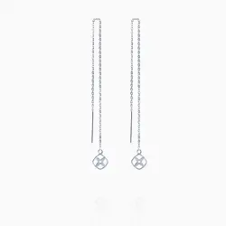 گوشواره طلا 18 عیار دخترانه اسپرت مدل بخیه ای طرح گل LV کد ER0038