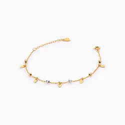 دستبند طلا 18 عیار زنانه زنجیری مدل گوی و پولک کد BL0275