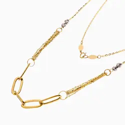 گردنبند طلا 18 عیار زنانه اسپرت مدل حلقه و زنجیر کد NL0306