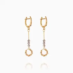 گوشواره طلا 18 عیار زنانه زنجیری مدل گوی و حلقه کد ER0235