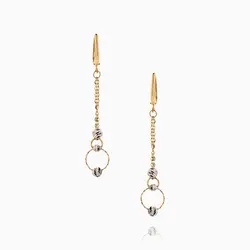 گوشواره طلا 18 عیار زنانه زنجیری مدل گوی و حلقه کد ER0265