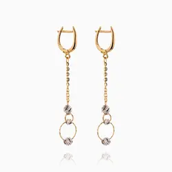 گوشواره طلا 18 عیار زنانه زنجیری مدل گوی و حلقه کد ER0265