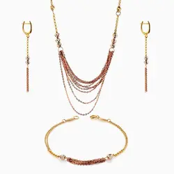 سرویس طلا 18 عیار زنانه اسپرت مدل ریسه زنجیری کد ST0133