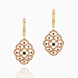 نیم ست طلا 18 عیار زنانه با نگین اتمی مدل اسلیمی طرح گل کد ST0084