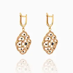 نیم ست طلا 18 عیار زنانه با نگین اتمی مدل اسلیمی طرح گل کد ST0084