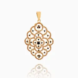 نیم ست طلا 18 عیار زنانه با نگین اتمی مدل اسلیمی طرح گل کد ST0084