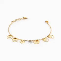 دستبند طلا 18 عیار زنانه زنجیری مدل حلقه پولک گل کد BL0211