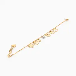 دستبند طلا 18 عیار زنانه زنجیری مدل حلقه پولک گل کد BL0211