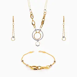 سرویس طلا 18 عیار زنانه زنجیری مدل حلقه و گوی کد ST0200