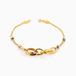 سرویس طلا 18 عیار زنانه زنجیری مدل حلقه و گوی کد ST0200