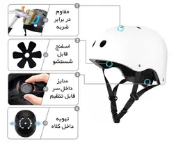 کلاه ایمنی اسکیت TSIXTY رنگ سفید مات
