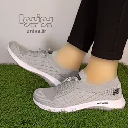 کفش راحتی مدل اسکچرز طوسی روشن