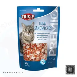 تشویقی گربه تریکسی مدل ساندویچ با طعم ماهی تن و مرغ
