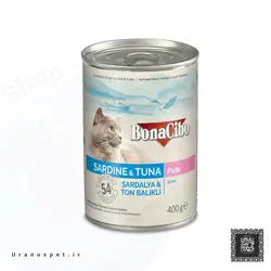 کنسرو پته بوناسیبو گربه بالغ با طعم ساردین و تن ماهی 400 گرم