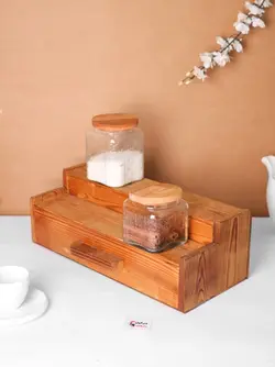 بانکه حبوبات و پاسماوری شیشه ای درب چوبی توسکا