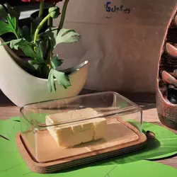 ظرف کره و پنیر خوری چوبی درب دار رایکا