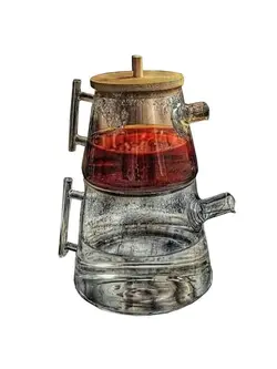 کتری و قوری پیرکس درب چوبی