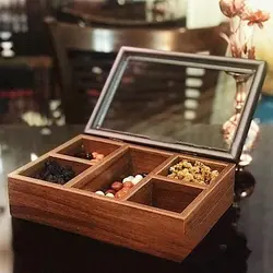 جعبه تی بگ چوبی 5 خانه