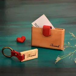 ست ‏کیف ‏کارت ‏و ‏جاکلیدی چوبی