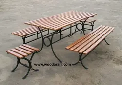 میز و نیمکت چوبی و فلزی مدل 14