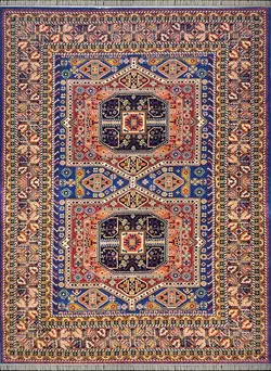 گلیم فرش طرح گبه مدل 518 آبی
