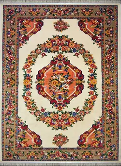 گلیم فرش طرح گبه مدل گلاب کرم