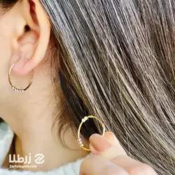 گوشواره حلقه ای طلا تراشدار 5 گوی کد E3871