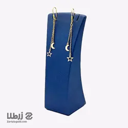 گوشواره طلا آویز طرح ماه و ستاره تو خالی کد E2107