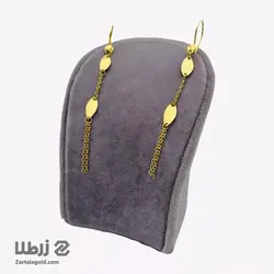 گوشواره طلا آویز طرح زنجیر و برگ کد E2825